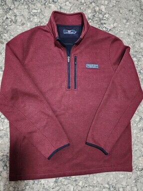 Vineyard Vines Burgandy 1/4 Zip Pullover Bonfire Mens Large